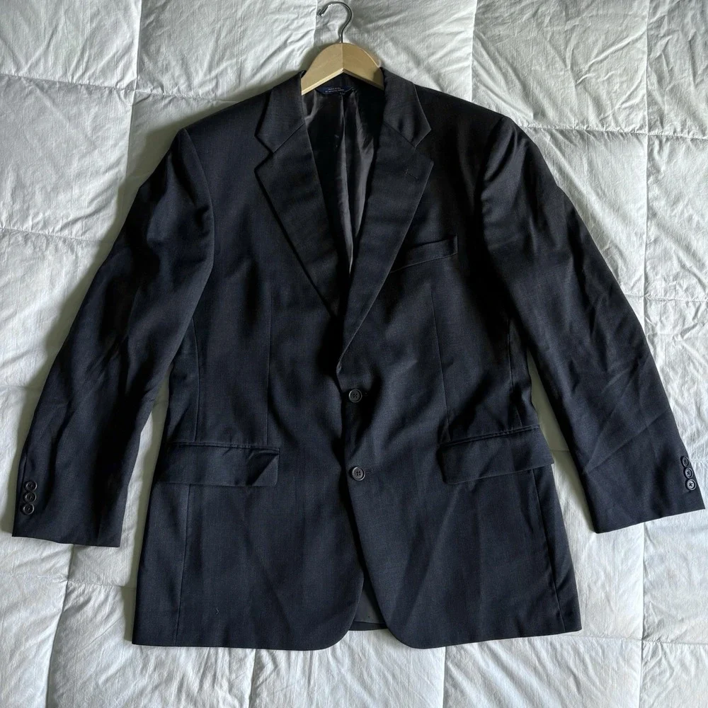 Brooks Brothers 1818 Mainline Regent Super 110s Wool Blazer Men's 43R Black 2BSV